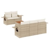 Cumpara ieftin Set canapele de gradina cu perne, 6 piese, bej, poliratan