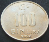 Cumpara ieftin Moneda 100 BIN LIRA - TURCIA, anul 2002 *cod 1422 A, Europa
