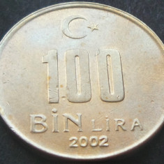 Moneda 100 BIN LIRA - TURCIA, anul 2002 *cod 1422 A