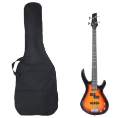 vidaXL Chitara bass electrică &icirc;ncepători, cu husă, maro/negru, 4/4 46&quot; 70183