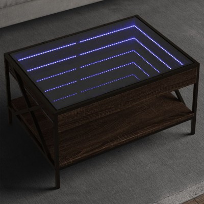 vidaXL Măsuță de cafea cu LED infinity, stejar maro, 70x50x38 cm foto