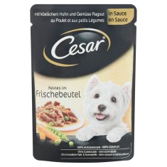 Hrana umeda caini, Cesar, plic 100 g, toate taliile, adult, carne de pui si legume