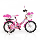 Bicicleta pentru copii cu roti ajutatoare Swimming Pink 16 inch, Moni