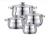 Set cratita de gatit inox cu capac sticla 4buc. Handy KitchenServ