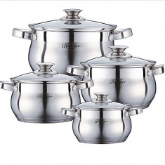 Set cratita de gatit inox cu capac sticla 4buc. Handy KitchenServ