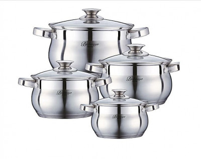 Set cratita de gatit inox cu capac sticla 4buc. Handy KitchenServ foto