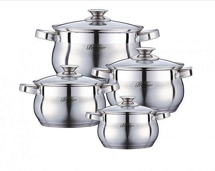 Set cratita de gatit inox cu capac sticla 4buc. Handy KitchenServ