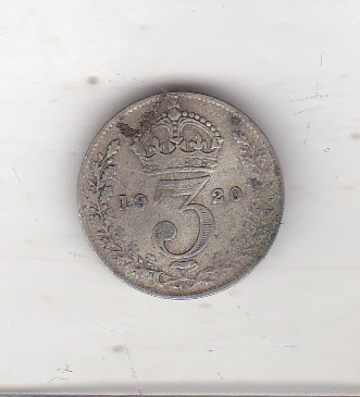 bnk mnd Anglia Marea Britanie 3 pence 1920 argint foto