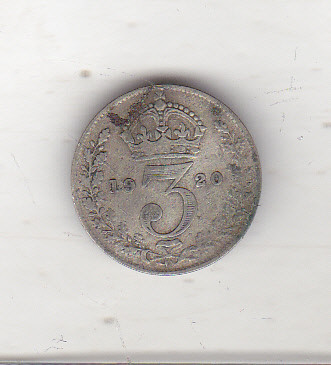 bnk mnd Anglia Marea Britanie 3 pence 1920 argint