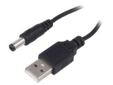 Cablu USB A la DC 5,5/2,1 Negru 0,8m