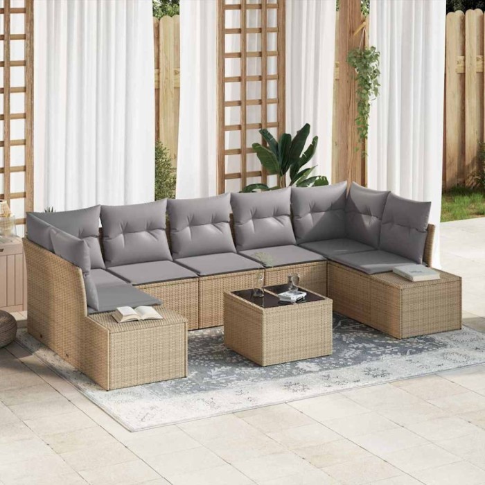 vidaXL Set de canapele pentru grădină 8 pcs Bej și gri 55 x 55 x 37 cm 3355649