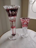 Set două vaze de cristal tăiate manual