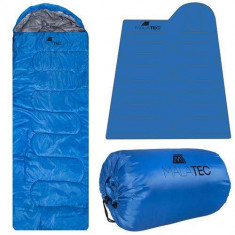 Sac de Dormit pentru Camping sau Drumetii, cu Perna tip Gluga, 200x75cm, albastru foto