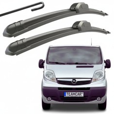 Set 2 Ștergătoare Parbriz Flat Dedicate Opel Vivaro A (2001-2014), Prindere Hook (C&acirc;rlig)