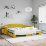 vidaXL Pat de zi cu extensie, galben, 100x200 cm, catifea