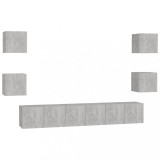 Cumpara ieftin Set de dulapuri TV, 7 piese, gri beton, lemn prelucrat