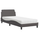 Cumpara ieftin Pat cu saltea, Dover, gri, 80x200 cm, piele ecologica