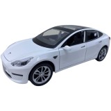 Macheta Tesla Model 3 alba deschide 4 usi, portbagaj si capota, lumini si sunete
