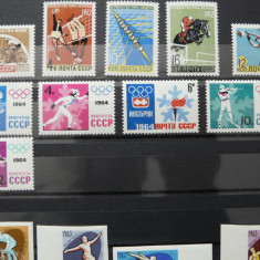 RUSIA , URSS 1962 -1964 SPORT , JOCURILE OLIMPICE - SERII COMPLETE NESTAMPILATE