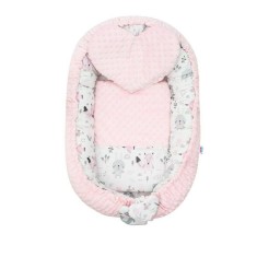 Set 3 piese, New Baby, Luxury, Baby Nest cu doua fete, Cu paturica si pernuta in forma de inima, Minky Bears Pink foto