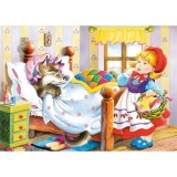Cumpara ieftin Puzzle 60 de Piese din Lemn in Cutie Metalica, Model Scufita Rosie,Dezvoltare Abilitati Cognitive, 22.5x13.5 cm, Multicolor