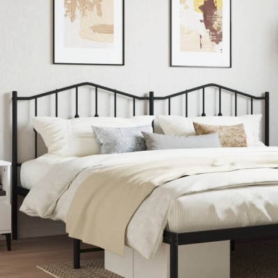 vidaXL Tăblie de pat metalică, negru, 160 cm 373824 foto