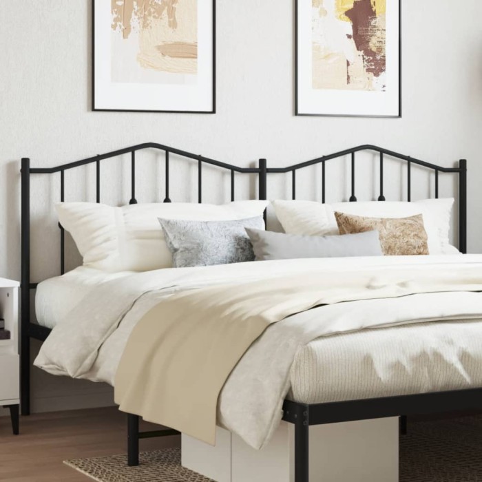 vidaXL Tăblie de pat metalică, negru, 160 cm 373824