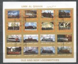 Umm al Qiwain 1973 Trains, mini imperf.sheetlet, used T.016, Stampilat