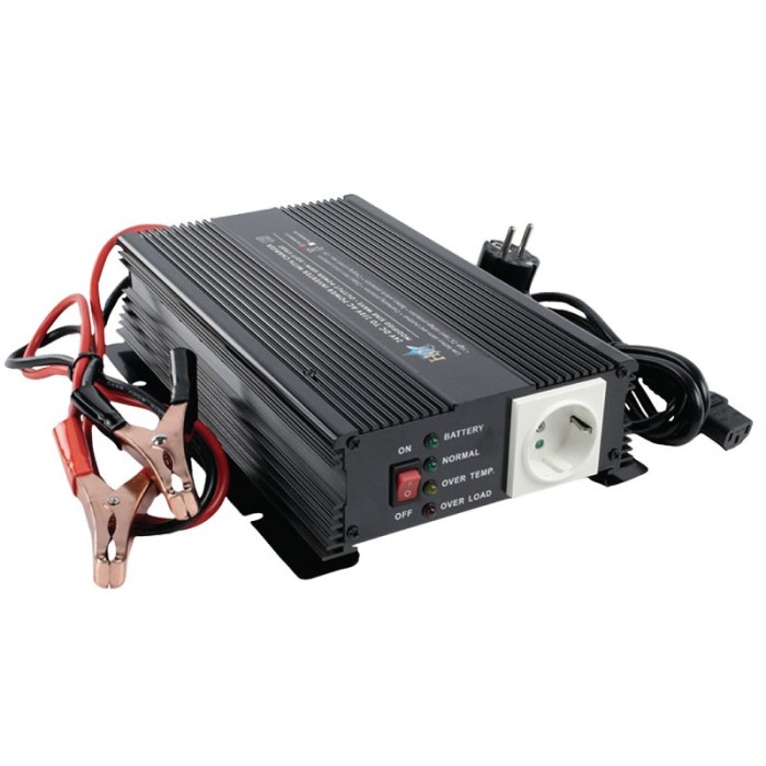 Invertor de tensiune HQ, 24V-230V, 600 W, incarcator baterie incorporat Invertor de tensiune HQ, 24V-230V, 600 W, incarcator baterie incorporat
