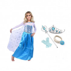 Set rochie si patru accesorii Elsa Frozen, IdeallStore®, 7-9 ani, Carnaval