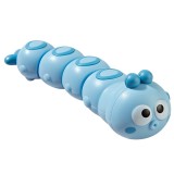 Jucarie mecanica pentru copii flippy, omida haioasa, material abs, cu cheita, distractiva, se taraste, se misca, 15 x 4 cm, albastru