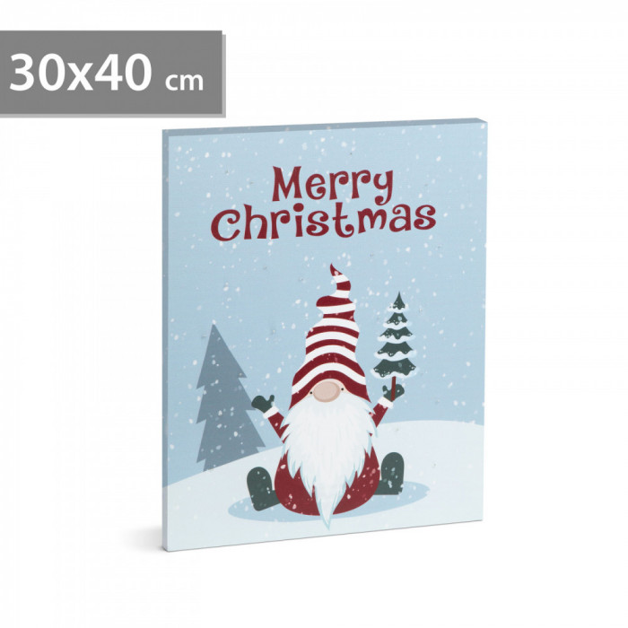 Tablou de Crăciun - LED - cu agățătoare, 2 baterii AA - 30 x 40 cm (58463) 58463