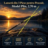 Lansetă din 3 Piese pentru Pescuit, Model Plin, 2,70 m