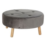 Suport pentru Picioare DKD Home Decor 80 x 80 x 38 cm Scandi Gri Lemn Кадифе Gri &icirc;nchis Velvet
