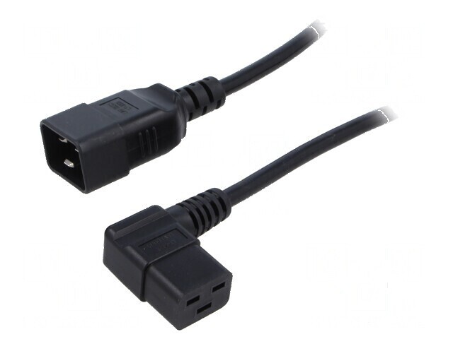 Cablu IEC C19 mamă &icirc;n unghi - IEC C20 tată, 3m, 3x1,5mm&sup2; PVC
