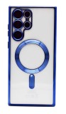 Husa Luxury tip MagSafe compatibila cu Samsung Galaxy S22, Full protection, Margini colorate, Albastru inchis, Oem