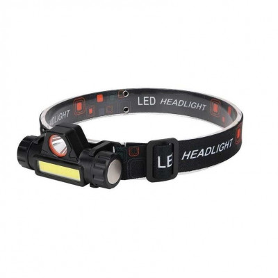 Lanterna de cap, LED COB+CREE, cu magnet, curea reglabila, 200 lm, USB, Trizand foto