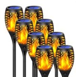 Cumpara ieftin Set 8 Lampi Solare Tip Torta cu Efect Flacara, 51.5cm, 12 LED, Gradina, Exterior, Autonomie 12h, Senzor Lumina, Negru