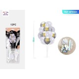 Ghirlanda din baloane PartyGo, 80cm, alb, argintiu, set 12 buc