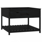 Cumpara ieftin Jardiniera cu raft, negru, 111,5x111,5x81 cm, lemn masiv de pin