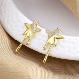 Cumpara ieftin Cercei din Argint 925 Placati cu Aur Melted Star 2cm , Design abstract E i stralucire lichida