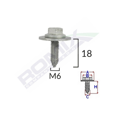 Surub Fixare Elemente Motor Pentru Toyota, Lexus 6X18mm Set 5 Buc 134819 C60578-RMX foto