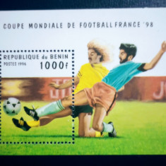 Benin 1996 sport fotbal Cupa Mondială Franța 98 bloc nestampilat