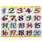 Puzzle cu butoni -Invata numerele de la 1 la 20,lemn, 30x22 cm