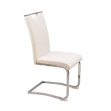 Scaun de masa Leziter Letti alb, design modern, piele textila si cadru metalic