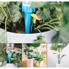 Set picuratoare cu valva pentru irigare plante, albastru, 10 bucati