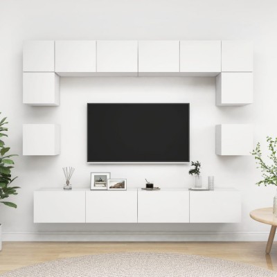 vidaXL Set dulapuri TV, 8 piese, alb, lemn prelucrat foto