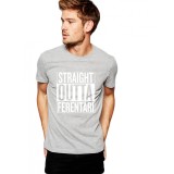 Tricou barbati gri cu text alb - Straight Outta Ferentari - XL