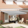 Copertină retractabilă antracit/alb, 4,5x3 m, textil/aluminiu