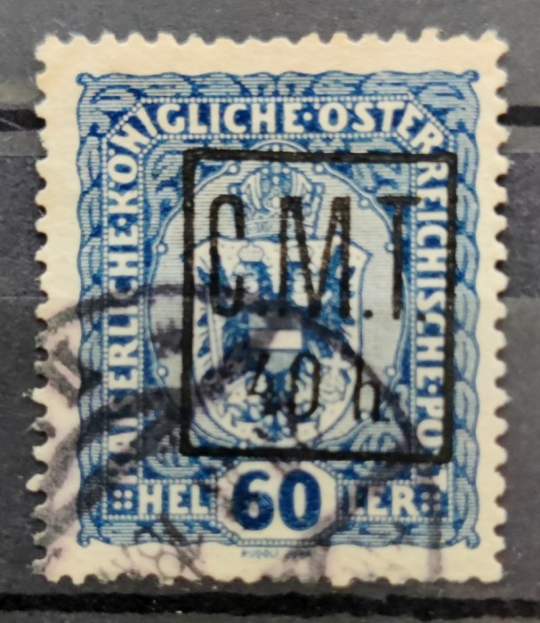 40/60 Heller - CTO NG Supratipar CMT Ocupatia romana in Pocutia 1919 expertizat